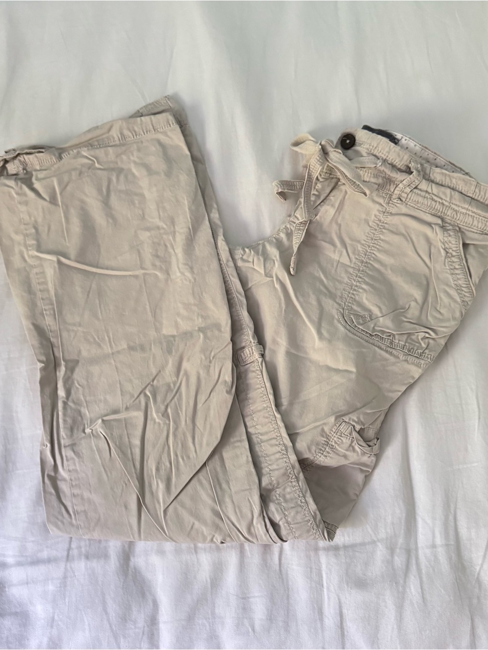 Light Beige Drawstring Cargo Pants